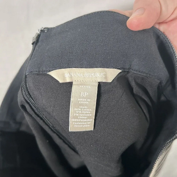 Banana Republic Skirt Women's 8P Petite Black White Striped Knee Length - Picture 7 of 7